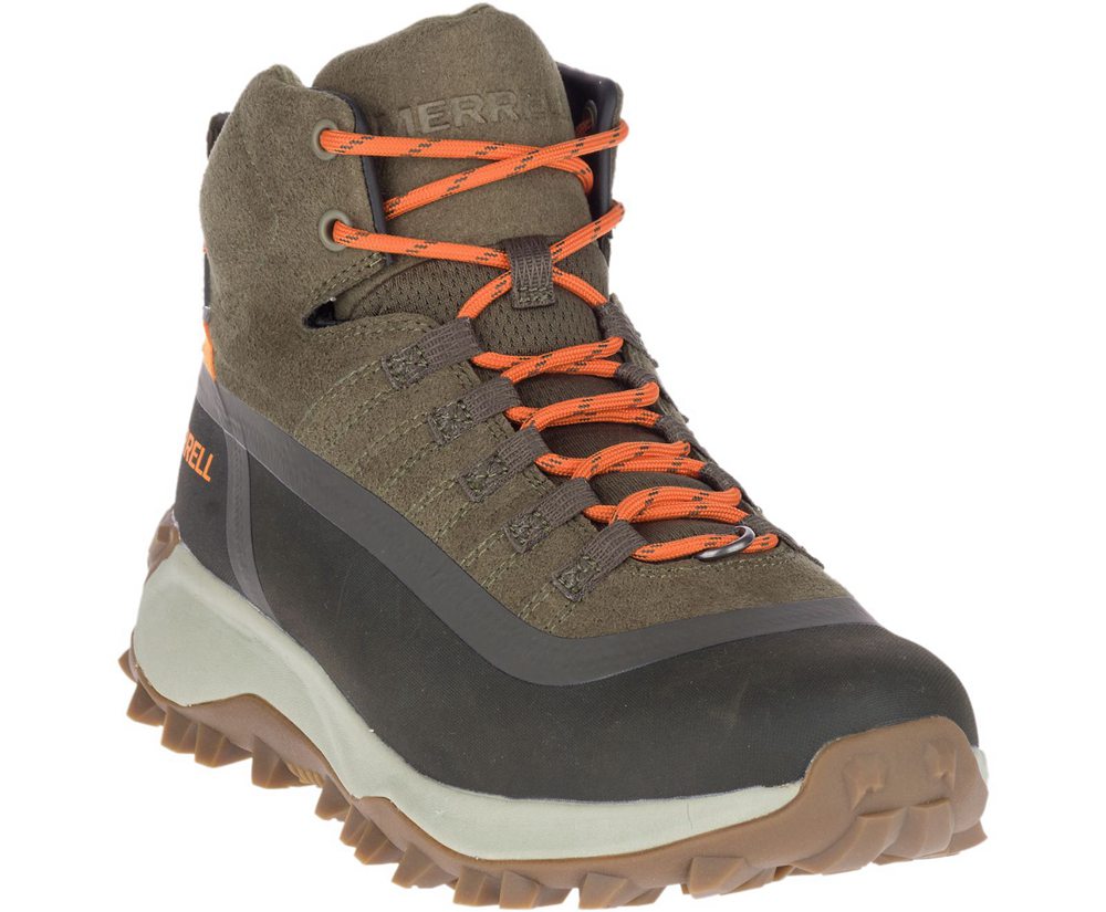 Kozaki Merrell Męskie Oliwkowe - Thermo Snowdrift Mid Shell Waterproof - 401938-OHB